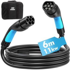 Typ 2 Ladekabel, 6m 16A 3 Phasig Typ 2 Ladekabel 11kW mit Tasche für EV Elektroautos-Ladekabel Typ 2 für E Auto EV/PHEV-Ladekabel E Auto- Ladekabel Elektroauto Typ 2 kompatibel mit jedem Elektroauto