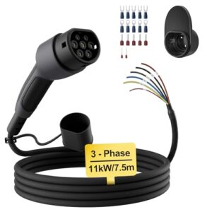 dé Typ 2 Ladekabel offenes Ende 11kW [3-Phasen| 7,5m| 16A] Freiem Kabelende für Wallbox/Ladestation Ersatzkabel