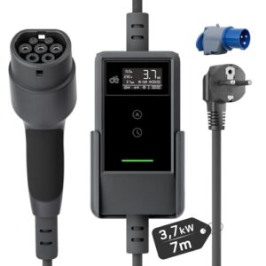 dé Typ 2 Ladekabel Schuko 3,7kW [7m, 6-16A, 1-phasig] Ladekabel Elektroauto Typ 2 Schuko mit Digitalem LCD - EV Charger für e Auto ID.3/4/5/7, Model Y/3, ENYAQ und Anderen PHEV/EV