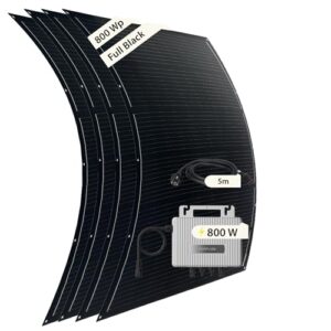 VALE Balkonkraftwerk 800 Wp Full Black - Flexible Solarmodule - EcoFlow Stream Wechselrichter - Hochwertiges Solarpanel Set - 5m AC-Kabel