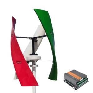 Vertikale Windkraftanlage VAWT 800W 12V/24V/48V Mehrfarbig, Windgenerator-Kit mit 3 Glasfaserklingen & MPPT-Laderegler für Heimgebrauch (24, Volt)