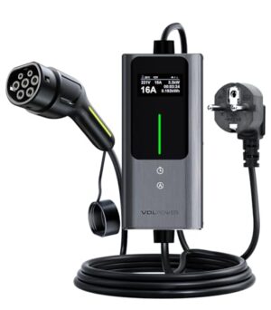 VDLPOWERVP Typ 2 Ladekabel, 3.6KW /5M Ladekabel Elektroauto, 6A-16A Tragbare EV Ladegerät, Typ 2 Wallbox Ladestation(IEC 62196-2) für Elektrofahrzeuge mit Einphasigem EU-Schuko(3.68KW-5M)