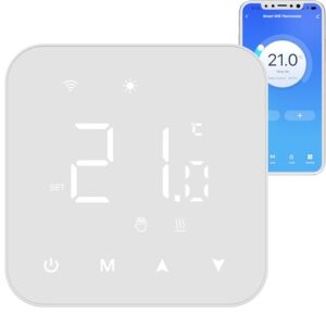 Vaconoff Smart Boiler Thermostat 2 Draht, WLAN Heizungsthermostat Raumthermostat Heizen & Kühlen Intelligenter Wandthermostat für Alexa & Google Sprachsteuerung, Tuya App Fernsteuerung Batteriebetrieb