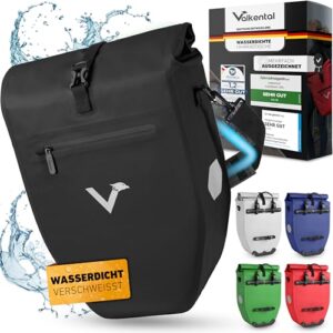 Valkental Große & wasserdichte Gepäckträgertasche - Fahrradtasche für Gepäckträger mit großen Reflektoren [Abschließbar] Bombenfester Sitz - Mehrfach ausgezeichnet - Gefertigt für Langlebigkeit
