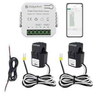 Intelligenter Energiemonitor, einphasiger Stromzähler mit Klemme und 2 * 80ACT-Stromwandler, WLAN, Echtzeit-Strommonitor/-zähler, Solar-/Netzwerkmessung (EPMC311-80A*2)