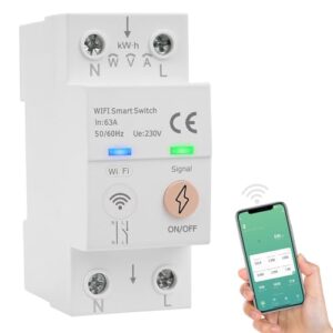Wlan hutschiene schalter 63A smart meter Sprachsteuerung Tuya WIFI Leitungsschutzschalter AC80-300V intelligenter leistungsschalter Leistungsmessung Überspannungsschutz und Überlastschut