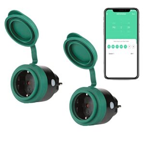 SEC 24 WLAN Steckdose Outdoor mit Zeitschaltuhr Schalter, Smarte Steckdose Fernbedienung mit Sprachsteuerung,WiFi Smart Stecker,Kompatibel mit Alexa, Google Home,Energiesparend,2 Pack.