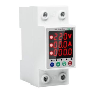 WiFi Intelligent Leistungsmesser, Hutschiene Wlan Stromzähler, Tuya WiFi Smart Energy Meter Strom kWh Messgerät 2P 63 A Über und Unterspannungsschutzschalter für DIN Schienen Installationsszenarien