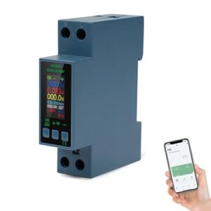 DEWIN Stromzähler Smart Hutschiene WLAN, KWS-303WF 8-in-1 Voltmeter Wattmeter Ausschalter AC Spannung Strom Leistungsmesser Energie Monitor 40A AC 230V