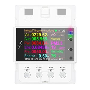 RANRAO WLAN Smart Stromzähler KWh Zähler AC85-265V 0-100A Energiemessgerät Stromzähler Stromverbrauch Messgerät Frequency Factor Meter, für Stromverbrauchsüberwachung, Arbeit mit Tuya/Smart Life APP