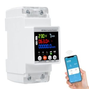63A Wlan Stromzähler Automatischer Überspannungsschutz Blitzschutz Sicherungsautomat LCD Wechselstromzähler Smart Leckage Über Unterspannungsschutz (Einstellbare Spannung Stromstärke)