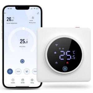 MIUCDA Smart Thermostat WLAN Digital Raumthermostat Programmierbarer Heizungsthermostat Kompatibel mit Alexa, Google Home für 3A Wasser Fußbodenheizung oder Gas Boiler Drehthermostat - Weiß