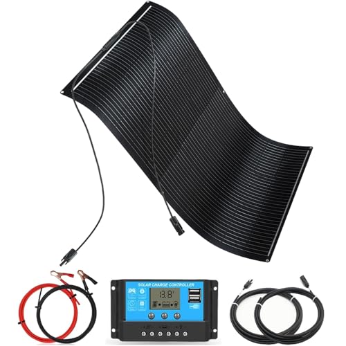 WUZECK 150W Flexibles Solarpanel Kit Set 12V Solarmodul Flexibel 150Watt Mit 30A 12V/24V Solarladeregler + Solarkabel Solaranlage Komplettset 12v für Wohnmobil Wohnwagen Balkon Camping