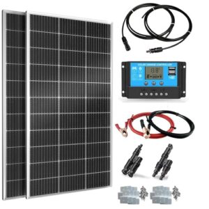 WUZECK 300W Solarpanel-Kit Set, Monokristallines 18V 2X150Watt Glas Solarmodul+20A 12V/24V Solarladeregler+Solarkabel Off-Grid-System für 12V Batterien Solaranlage Wohnmobil Balkon Photovoltaik