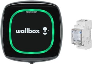 Wallbox Pulsar Plus Solar-Ladegerät, Ladegerät für Elektrofahrzeuge (22 kW, 5 Meter, Typ 2, WiFi, Bluetooth, OCPP, Innen/Außen), Schwarz + Dreiphasen-Power Boost