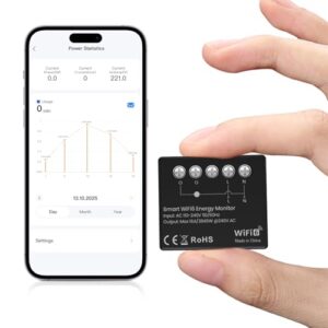 MIUCDA Mini WiFi 6 Smarter Stromzähler, 1 Kanal, 16A, Leistungsmessung, Echtzeit-Energiezähler, Kompatibel mit Alexa & Google Home, kein Relaisschalter