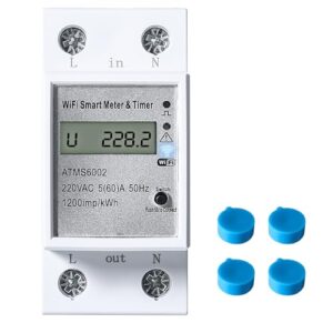 DEWIN Einphasiger Stromzähler,2P TUYA WiFi Smart Meter Einphasiger DIN Schienen Energiezähler Fernsteuerung Sprach APP Steuerung AC 230V