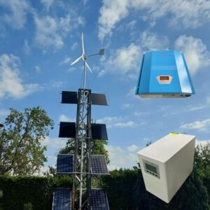 Windkraftanlage 230v Komplettset 1500W 48V, 3 Blätter Windturbine 230 VAC mit Wind Solar Hybrid Laderegler und Solar Hybrid Wechselrichter, Für Zuhause, Outdoor, Off-Grid-Systeme (1500W-48VKIT)