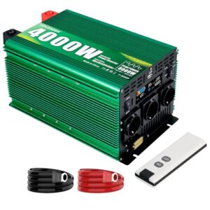 Yinleader Wechselrichter 4000W /8000W Spannungswandler Reine Sinuswelle 12V 230V mit 3 Eurosteckdosen und 1 USB Spannungsanzeige Big LCD Display mit Fernbedienung