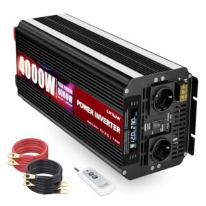 Yinleader Wechselrichter 12V 230V 4000W /8000W Spannungswandler 12V 220V LCD AC-Netzkabelanschluss USB