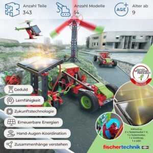 fischertechnik 559879 PROFI Green Energy – Bausatz für Kinder ab 9 Jahren, Experimentierkasten für Solar, Windkraft und Wasserkraft, inkl. Solarmodulen & Solarmotor