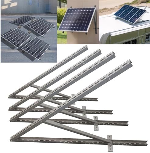 m4solar M03 4 Stück 116cm/45.6 Zoll 10kg für 2 Solarmodul (100W-600W), 0-90° Verstellbar PV Aufständerung Balkonkraftwerk Halterung Solarpanel Flachdach, Wand, Wohnmobil,Garten,Boot,Boden