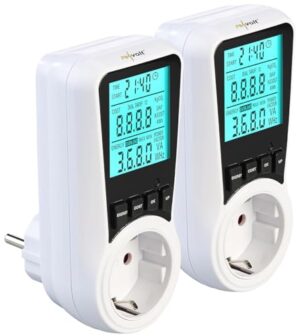 revolt Energiemesser: 2er-Set digitale Energiekostenmesser mit XXL-Display, 2 Tarife (Dual Stromzähler, Multi-Stromzähler, Steckdose)