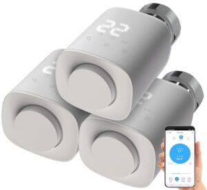 revolt Heizungsregler: 3er-Set programmierbare Heizkörper-Thermostate mit Bluetooth und App (Energiespar Heizkörper Thermostat, Heizkörperthermostat Bluetooth, Programmierbares)