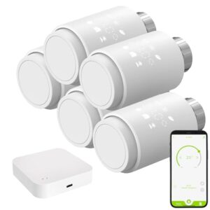 revolt Smart Thermostat: 5er-Set smarte Heizkörperthermostate mit Display, App, ZigBee-Gateway (Thermostat ZigBee, WLAN Heizkörper)