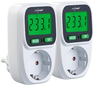 revolt Stromverbrauchmesser: 2er-Set Digitaler Energiekostenmesser, LCD-Display, bis 3.680 W (Stromkostenmesser, Strom-Messer, Energiekostenrechner)
