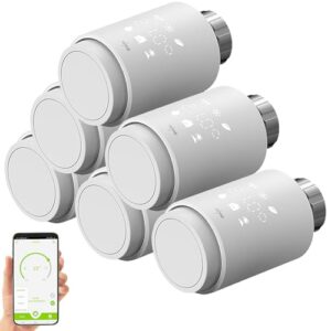 revolt WiFi-Thermostat Heizung: 6er-Set programmierbare WLAN-Heizkörperthermostate, App, Sprachbefehl (Heizung Thermostat programmierbar, Thermostat-Köpfe, Zeitschaltuhr)