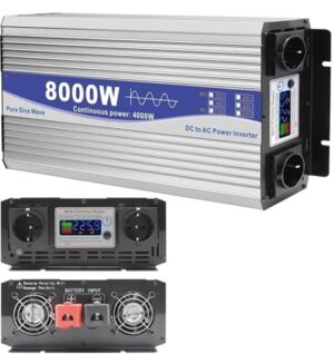 Wechselrichter 6000W 8000W 12000W Reiner Sinus Spannungswandler DC 12V 24V 48V 60V 72V auf 220V 230V 240V AC Inverter KFZ Umwandler Stromwandler Konverter mit LED,Steckdose(8000W,72Vto220V)