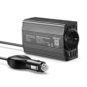 BESTEK 300W Wechselrichter/Spannungswandler 12v 230v /Stromwandler Inverter 12v auf 230v /mit Zertifiziert und Dual USB 4,8 A inkl. Kfz Zigarettenanzünder Stecker, Schwarz