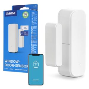 Hama Fensterkontakt Zigbee (magnetischer Tür-Fensterkontakt, smarter Fenstersensor für smarten Heizkörperthermostat, Alarmanlage, Überwachungstechnik, kompatibel mit Alexa, Google Assistant, Siri)