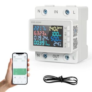 SiRyder TUYA Smart Wireless WIFI Messgerät für den Stromverbrauch, Multifunktionales Messgerät auf Führungsschiene, Strommessgerät/Frequenz/Spannung/Leistung/Verbrauch