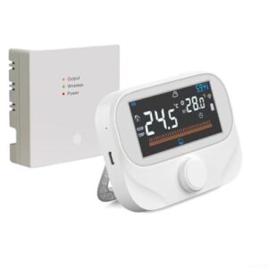 URPIZY Thermostat RF Für Funk Programmierbar Für Tuya Smart Raumtemperatur Regler Mit Timer Fernbedienung Temperaturanzeige Celsius Fahrenheit Weiß(WiTH3)