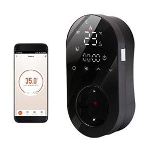 Smarte Steckdose Thermostat Steckdose WLAN 16A Steckdose Tuya App Sprachsteuerung Steckdose Temperaturregler 5+1+1 Sechs Perioden & Heiz- und Kühlmodus mit Touch Button LED Bildschirm