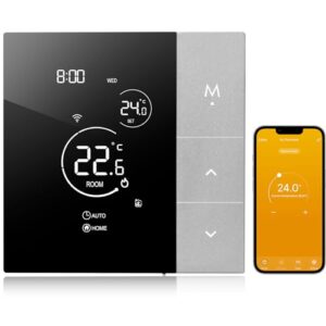 Beok Intelligent WiFi Thermostat für Gasheizkessel, Thermostat Heizung Digital Raumthermostat für Home Gasheizung Ausrüstung, Kompatibel mit Tuya Smart Life/Google Home/Alexa, Max. 3A TGP508WIFI-WPB