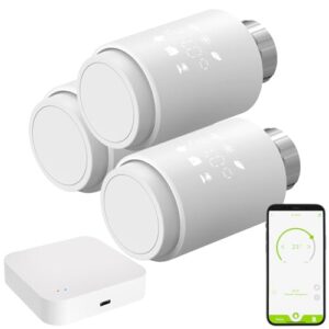 revolt Thermostat Gateway: 3er-Set smarte Heizkörperthermostate mit Display, App, ZigBee-Gateway (Heizkörper Thermostat Digital, Heizkörper Thermostat WiFi)